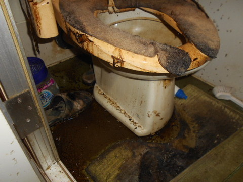 京都市のマンションで発生した孤立死現場。狭小空間での汚染・臭気・衛生リスクに専門的な対応が求められました。